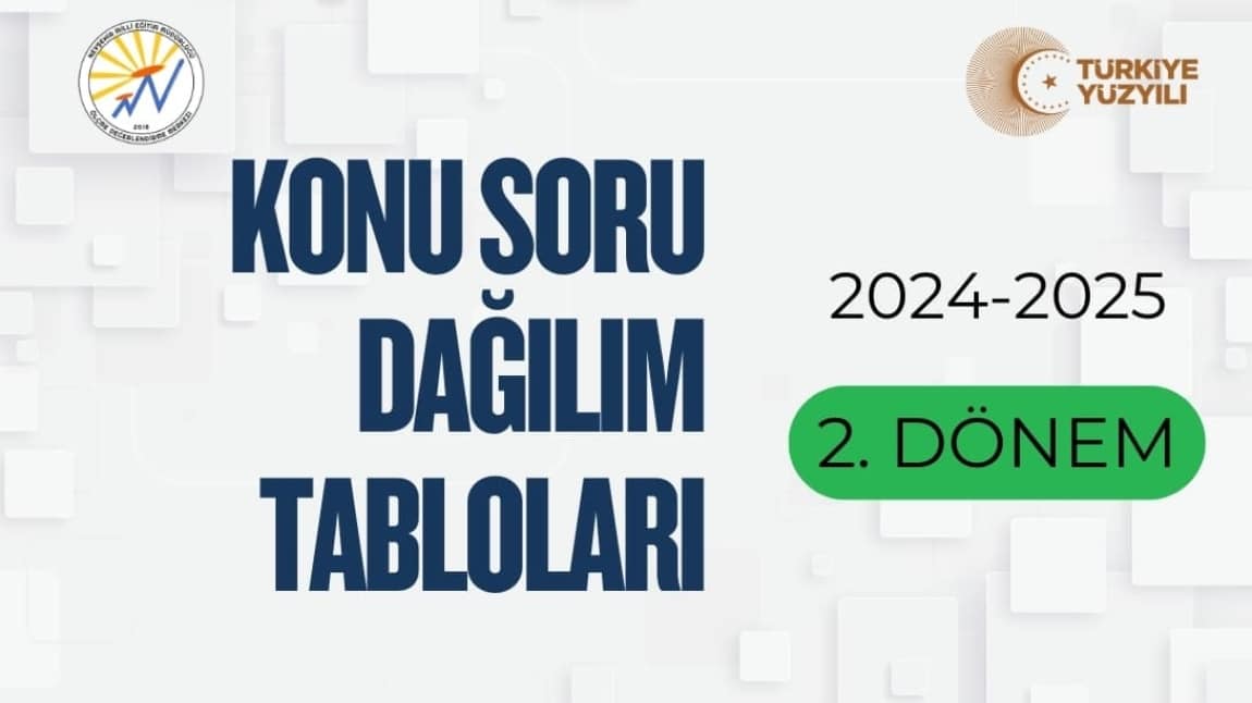 2. Dönem Konu Soru Dağılım Tabloları (2024 - 2025)